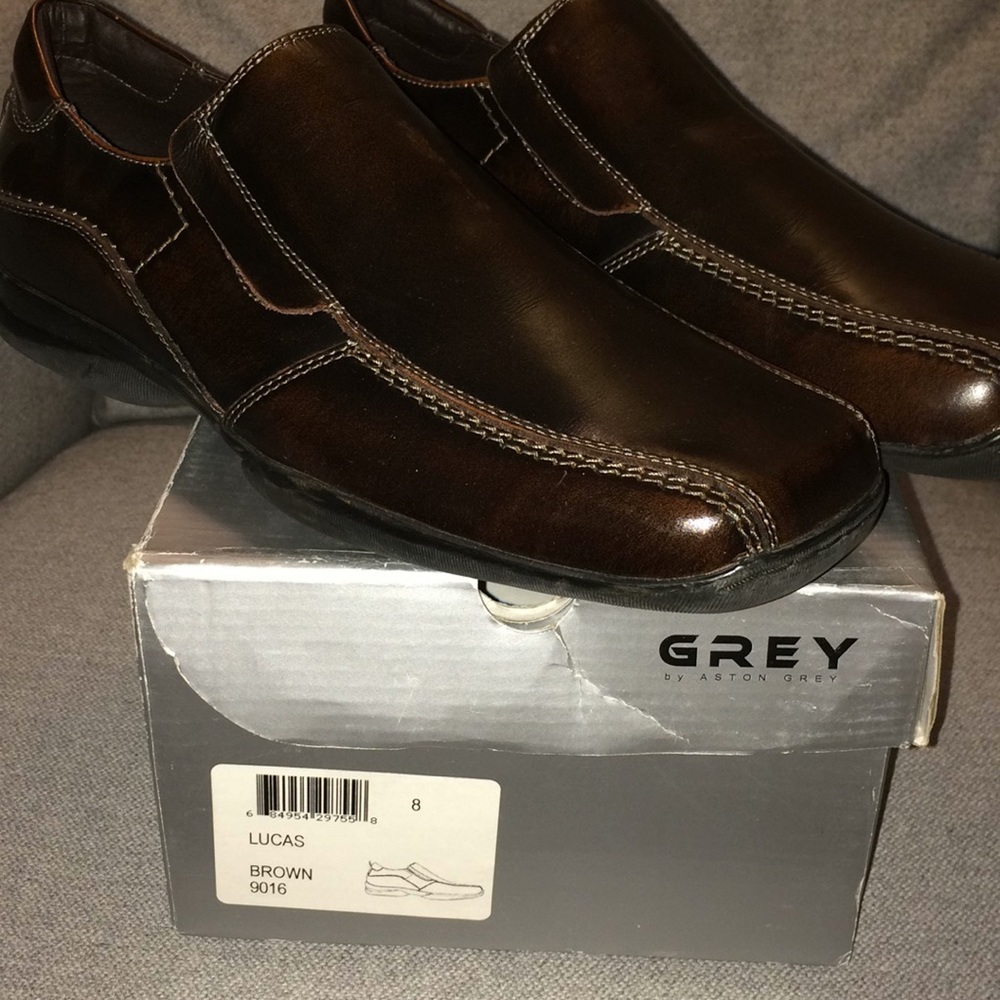 Brand New Aston Grey Leather Shoes